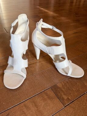 Via Spiga Cream Cutout Strappy High Heel Sandals